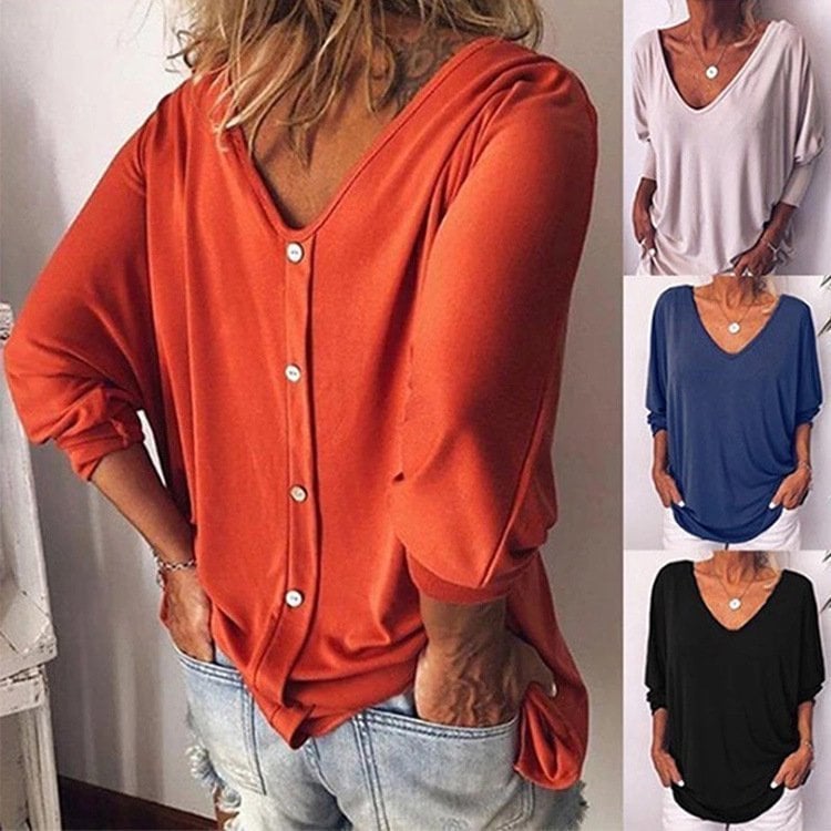 Plus Size Women Loose Baggy T-Shirt Buttonš