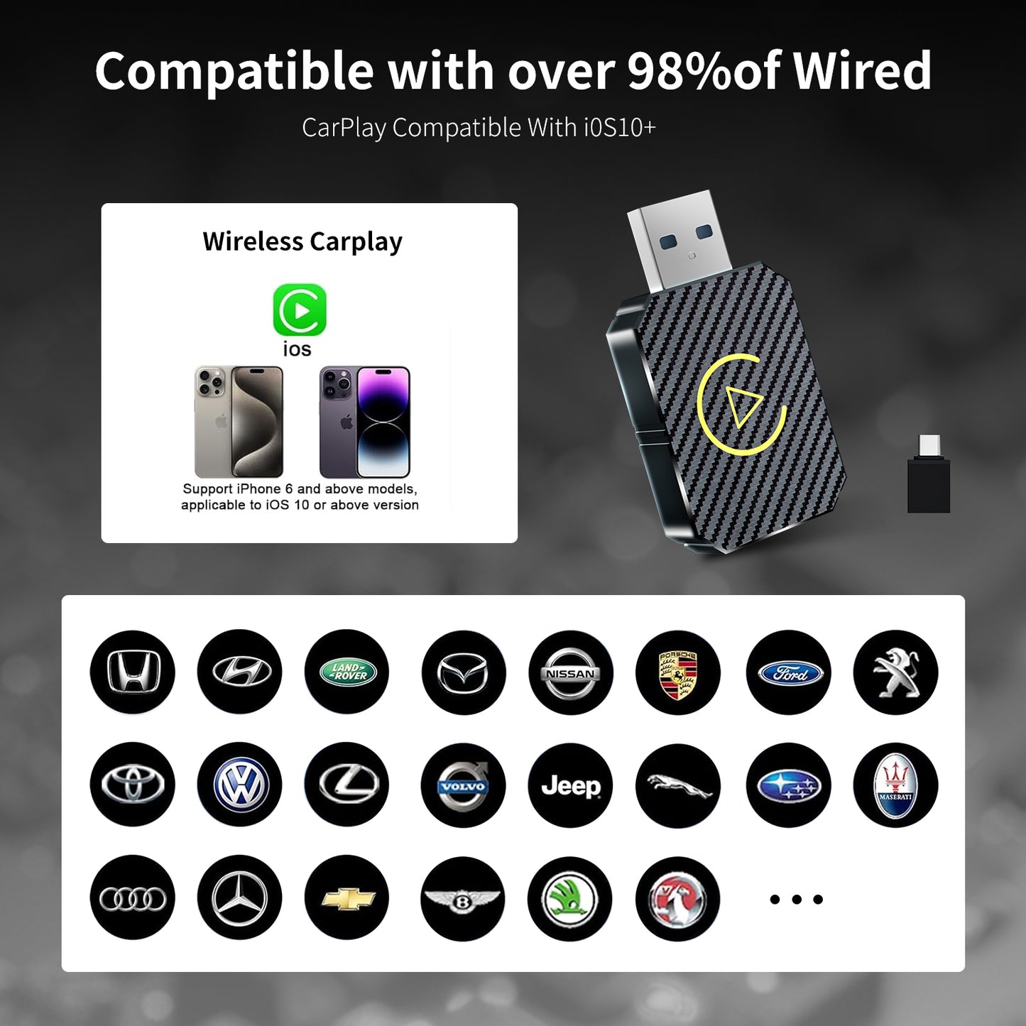 Wireless CarPlay Adapter for iPhone/Android