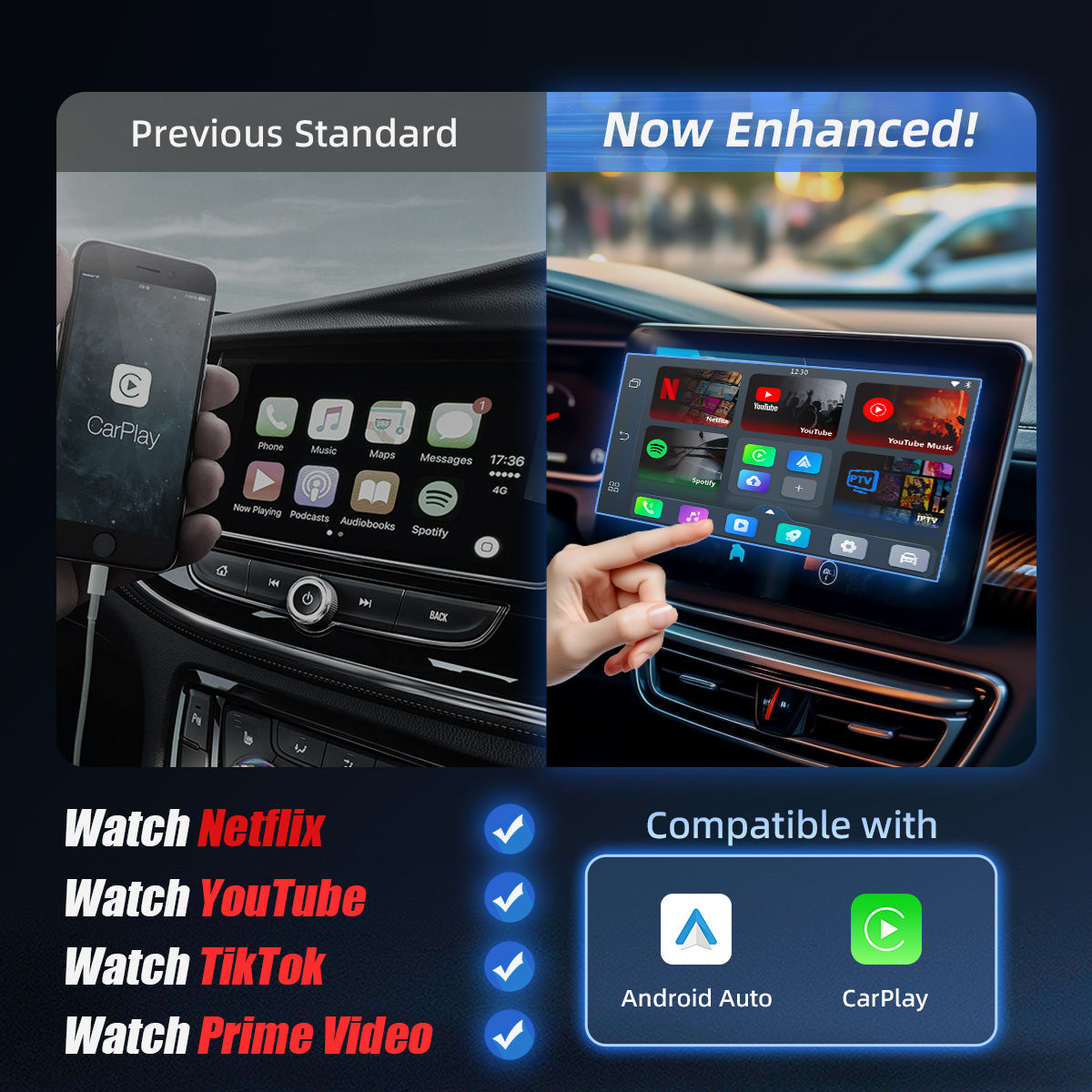 Play2Video Pro Wireless CarPlay/ Android Auto All-in-one Adapter